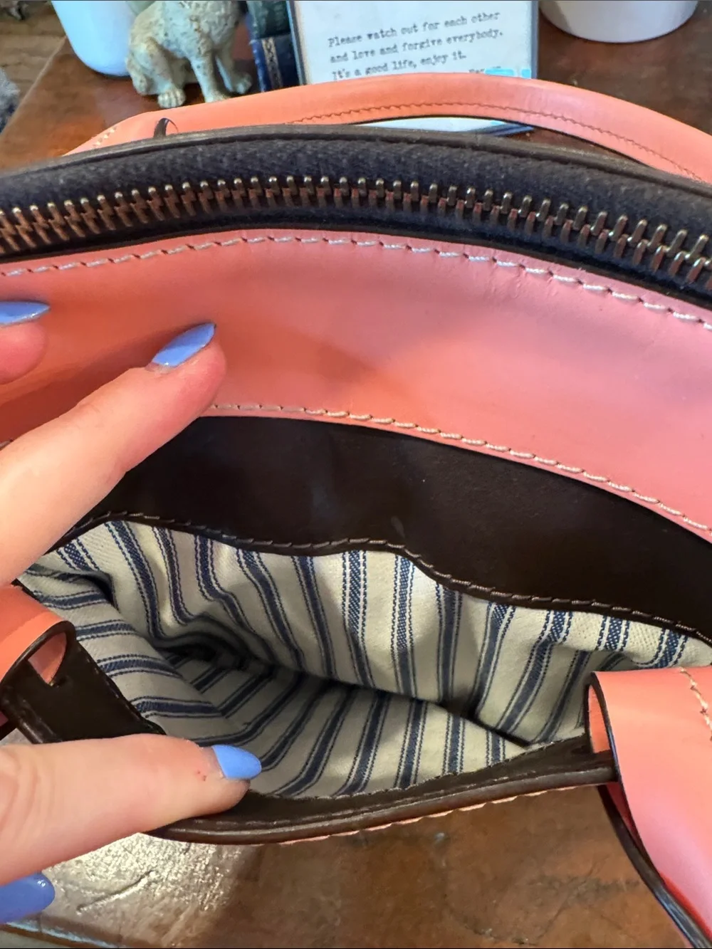 Dooney & Bourke Beacon Woven Embossed Leather Satchel/Crossbody with Pink Trim